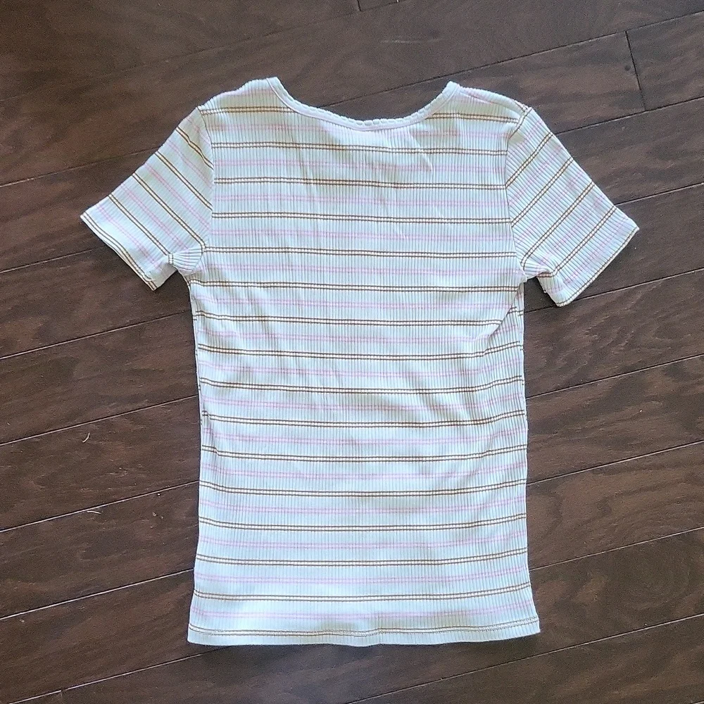 3 for $12 Old Navy Kids Striped Button-Down Shirt - Cream and Pink